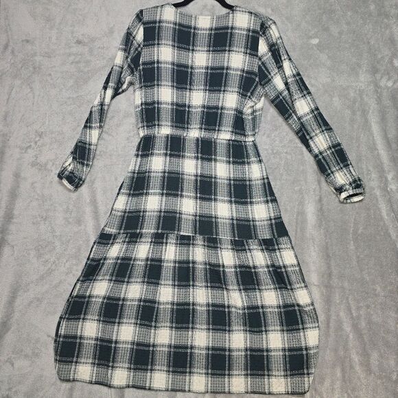 Knox Rose Plaid Long Sleeve Midi Shirt Dress Size XS Pockets Drawstring - Picture 7 of 8
